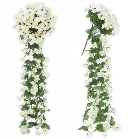 Girlanda Kwiaty Zwisające Sztuczny Bukiet Kwiatów - Biała