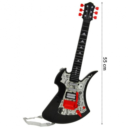 Czarna Gitara Elektryczna Mikrofon na Statywie-51815