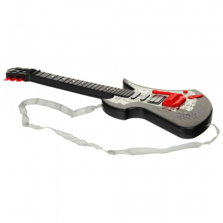 Czarna Gitara Elektryczna Mikrofon na Statywie-51816