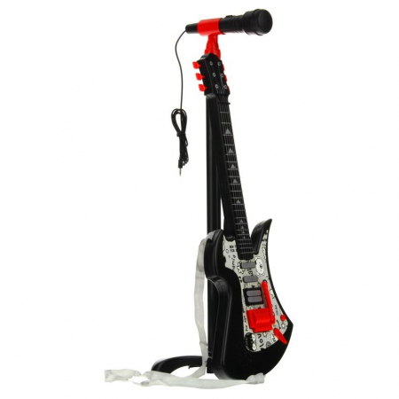Czarna Gitara Elektryczna Mikrofon na Statywie-51823