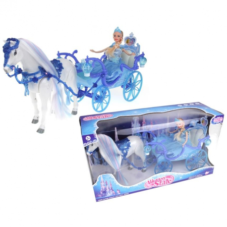 Niebieska Kareta Chodzący Koń Kraina Lodu Barbie