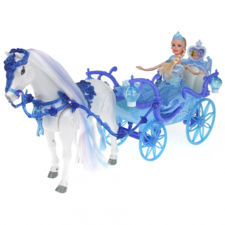 Niebieska Kareta Chodzący Koń Kraina Lodu Barbie-52347