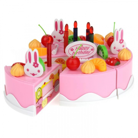 Różowy Tort Urodzinowy do Krojenia Kuchnia 75 el-52612