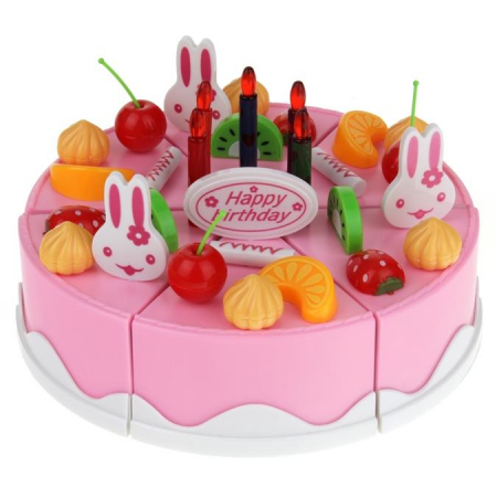 Różowy Tort Urodzinowy do Krojenia Kuchnia 75 el-52613