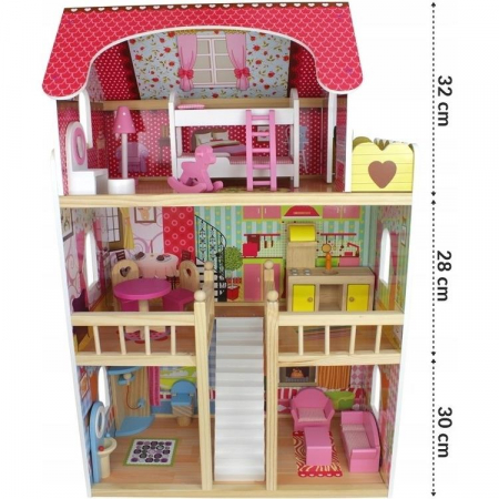 Ogromny Drewniany Domek dla Lalek Barbie + Taras-52934