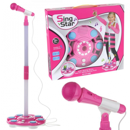 Mikrofon na Statywie dla Dzieci Karaoke MP3 Różowy-53105