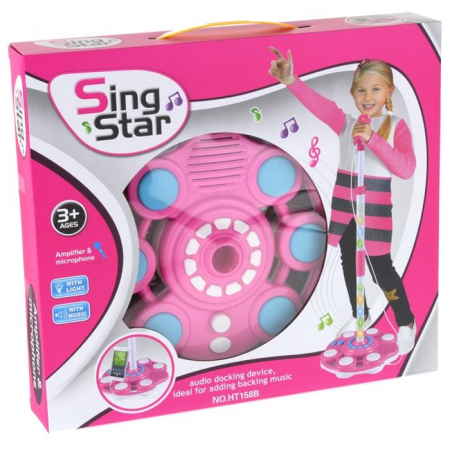 Mikrofon na Statywie dla Dzieci Karaoke MP3 Różowy-53113