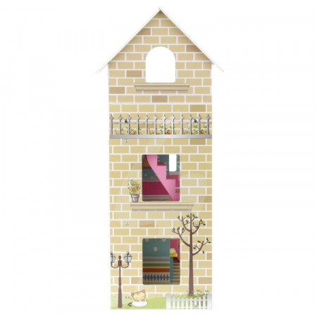 Drewniany Domek Willa dla Lalek Barbie + Mebelki-53412