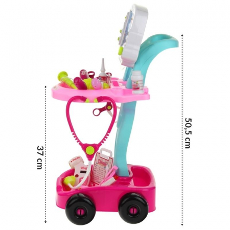 Różowy Wózek Lekarski dla Dzieci Zestaw Lekarza-54541