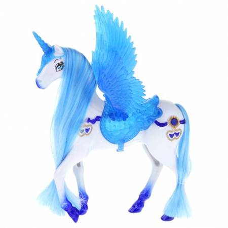 Niebieska Kareta Lalka Koń Pegaz Świecący Róg -55108
