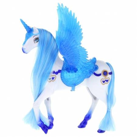 Niebieska Kareta Lalka Koń Pegaz Świecący Róg -55110