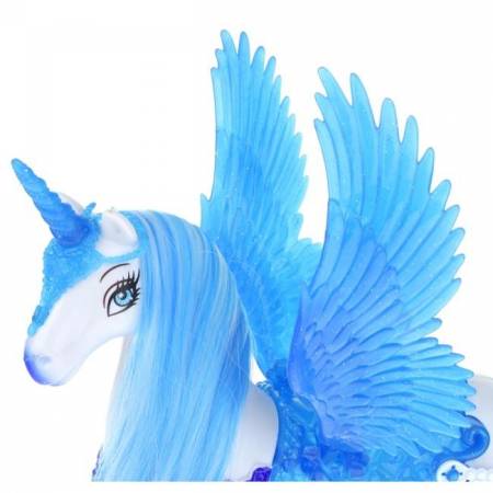 Niebieska Kareta Lalka Koń Pegaz Świecący Róg -55112