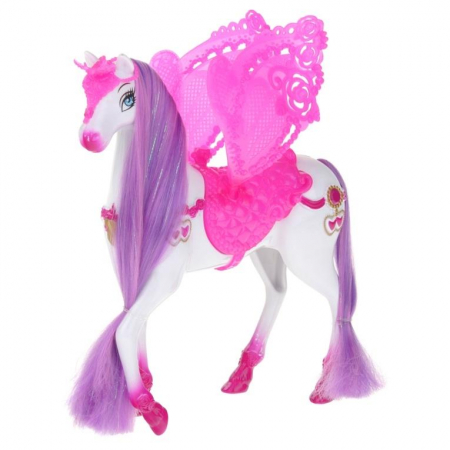 Różowa Kareta Lalka Koń Pegaz Świecąca Korona-55124
