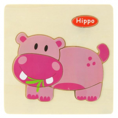 Drewniana Układanka Edukacyjna - Hipopotam-55627