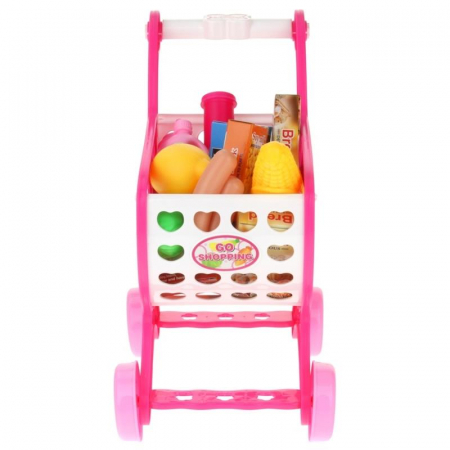 Różowy Wózek Sklepowy Koszyk na Zakupy Akcesoria-56892