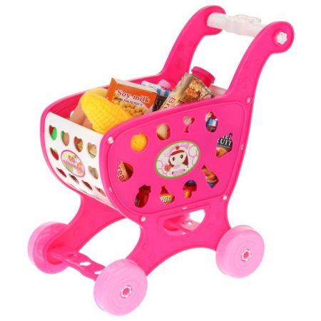 Różowy Wózek Sklepowy Koszyk na Zakupy Akcesoria-56893