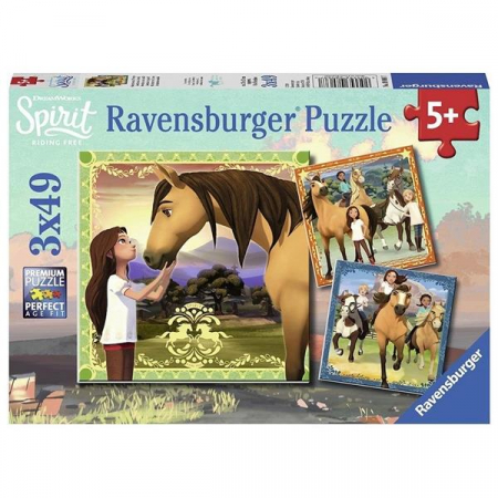 Ravensburger Puzzle 3x49 Spirt Przygody na Koniach