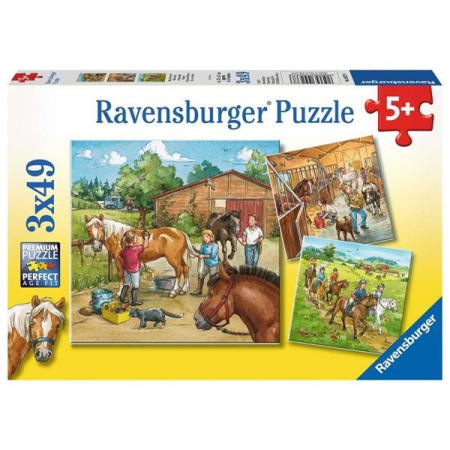 Ravensburger Puzzle 3x49 Dzień w Stadninie Koni