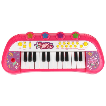 Keyboard Pianino Organy Mikrofon Stołek Różowy-63720