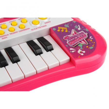 Keyboard Pianino Organy Mikrofon Stołek Różowy-63721