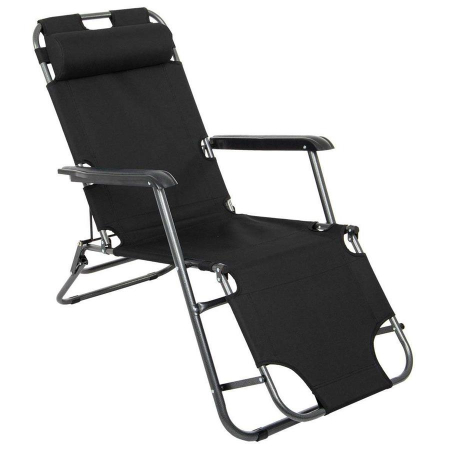 Leżak Ogrodowy Składany Fotel Plażowy - czarny-69115