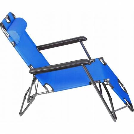 Leżak Ogrodowy Składany Fotel Plażowy - niebieski-69128