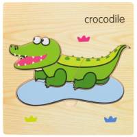 Drewniana Układanka Edukacyjna - krokodyl