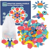 Drewniane Kreatywne Puzzle Mozaika Kształty 180 el